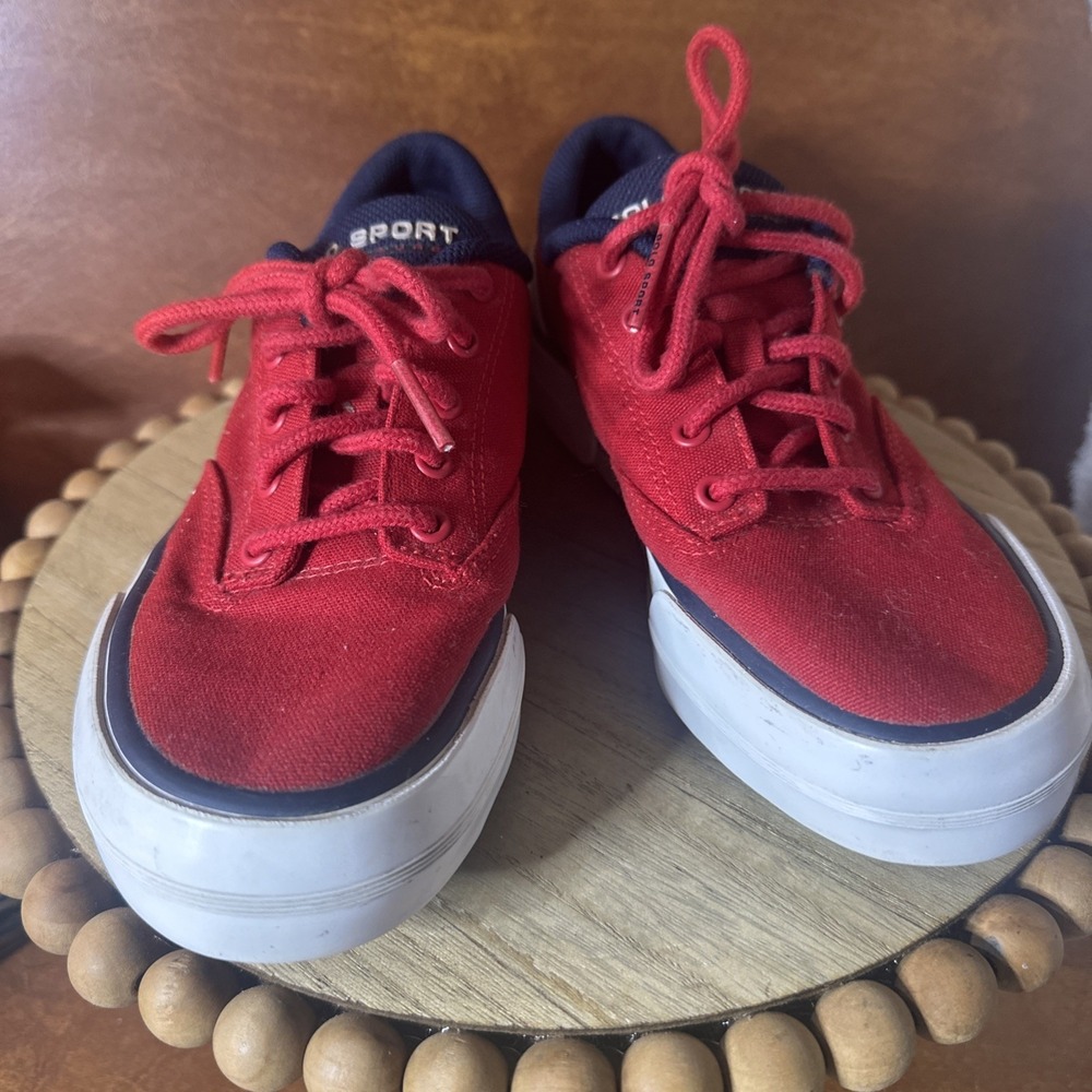 Polo Sport Ralph Lauren Canvas, MQ5404D, Red/Navy/White, Men's Size 6 US